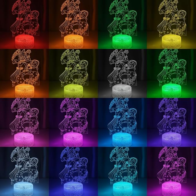 3D Illusion Night Light LED Lamp with Remote Control 16 Color Changing Visual Bedroom Decoration (Smiles 1)