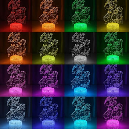 3D Illusion Night Light LED Lamp with Remote Control 16 Color Changing Visual Bedroom Decoration (Smiles 1)