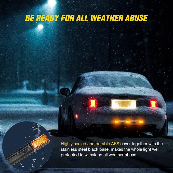 Nilight 9 LED Marker Tail Trailer Light Bar 14.2Inch 1PC Amber Clearance Identification Running ID Rear Stainless Steel Bracket for 12V Pickup Truck Trailers RV Boat