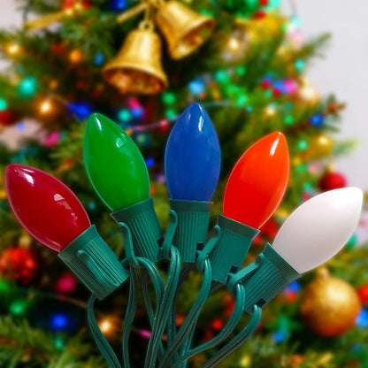 25Ft LED Christmas Lights Outdoor, C9 Vintage Christmas Lights with 25 LED Multicolor Plastic Bulbs, Hanging Christmas String Lights for Indoor Outdoor Party Patio Wedding Xmas Tree Christams Decor
