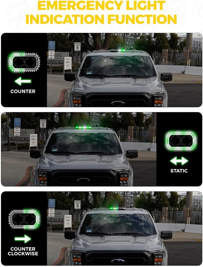 Xprite White Green Rooftop Emergency Strobe Light Bar, Beacon Safety Flashing Warnin Lights w/Control Panel Magnetic Base for Construction Trucks Plows Postal Security Cars