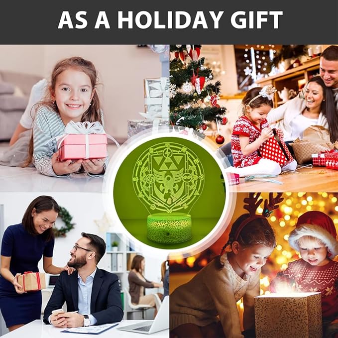 3D Illusion Night Light - Fantasy Kingdom Winged Crest LED Desk Lamp with Remote, 16 Colors, Gaming Accessories, Bedroom Decor, Birthday Gift for Boys Teens Kids