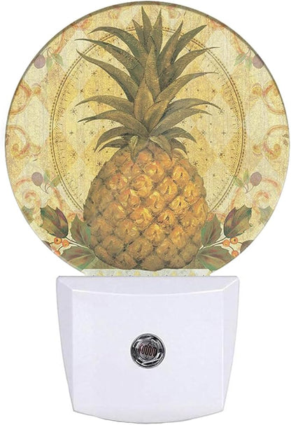EKOBLA Boho Pineapple Plug-in Night Light, Summer Tropical Fruit LED Nightlight with Light Sensor for Bedroom, Kitchen & Home Decor