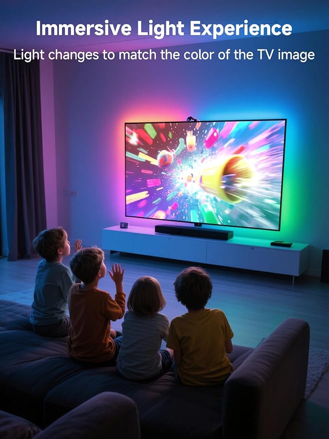 GIPOYENT LED TV Backlights with Camera, 13.7FT TV Lights That Change with for 45-65 in TV, Music Sync LED Strip Light with Smart App Control - RGB Color Changing Light Strip for Bedroom