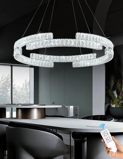 Modern32 in Crystal Ring Chandeliers for Living Room Dinning Room DIY Crystal Ring Pendant Light Dimmable 3000k-6000k