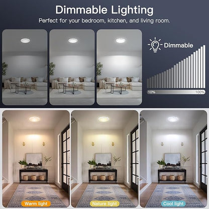 Battery Ceiling Light Fixture with Remote &Motion Sensor 2 in 1, Wireless Bathroom Ceiling Light Shower Light Rechargeable,3Lighting&Dimmable, Magnet Mount LED Closet Light for Bedroom Stairs Garage