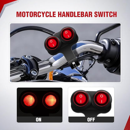 Nilight Motorcycle Handlebar Switch Plug and Play 12V ATV Light Switches Dual Push Button Waterproof ON Off for UTV Driving Lights Fits 22mm Handlebars