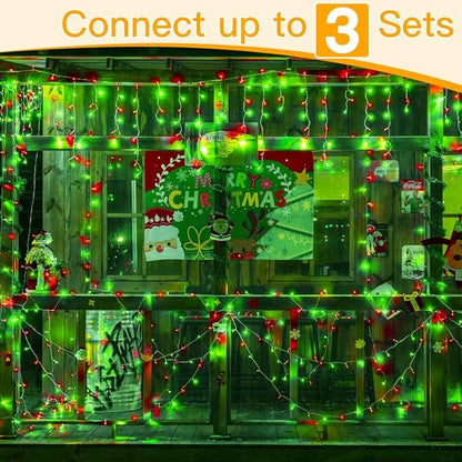 Ollny Icicle Lights for Outside 504LED 41FT, Red and Green Christmas Light with Remote 8Modes Timers Waterproof, Plug in Connectable Hanging Lights for Outdoor Indoor House Roof Holiday