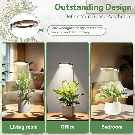 Wood Grain Grow Lights for Indoor Plants Plant Growing Lamp, Full Spectrum Plant Lights for Indoor Growing (Wood Color Without Base, 1 Pack)