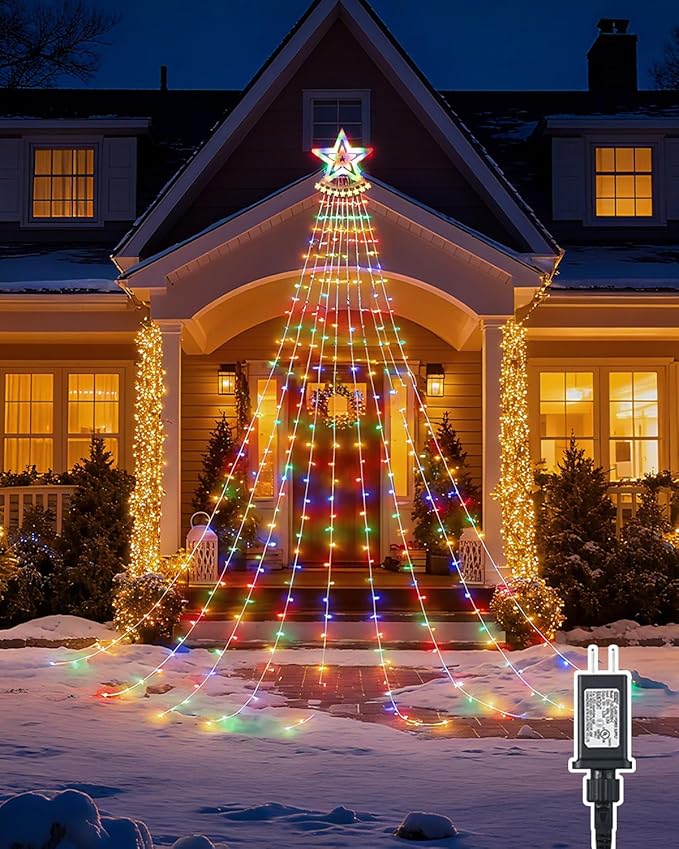 Star String Lights, 350 LED Tree Waterfall Fairy Lights, Outdoor Waterproof Christmas Decoration Lights with Remote, 16FT X 9 Hanging LED Lamp for Garden Yard Halloween Wedding Birthday Festival