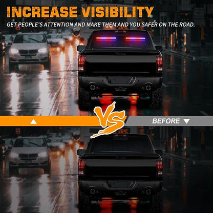XRIDONSEN 2 in 1 Red Blue Traffic Advisor Police Light Bar 144 LED Interior Front Windshield Dash Rear Window Police Lights Emergency Strobe Warning Hazard Safety for Vehicles Trucks (2x17.7 inch)