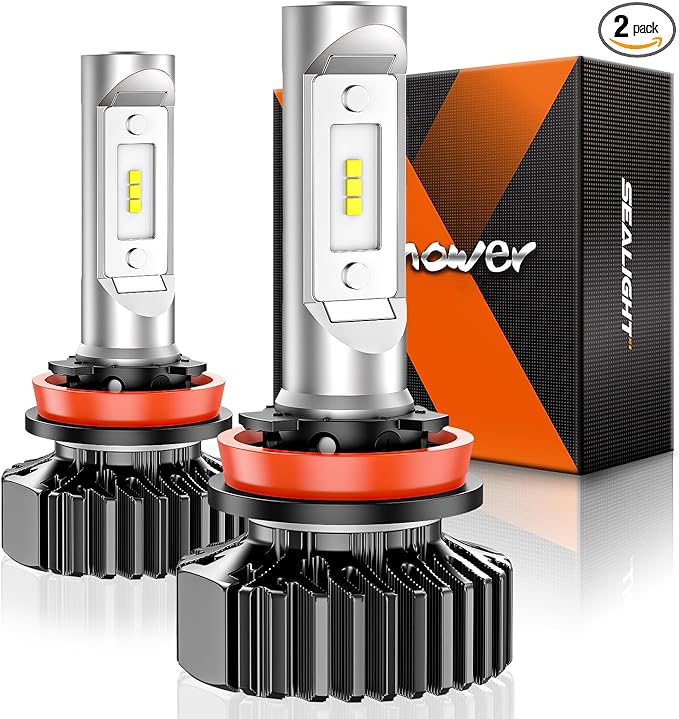 SEALIGHT H11 Bulbs, 4X Super Bright Powersport Bulbs 6000K White Plug and Play, Pack of 2