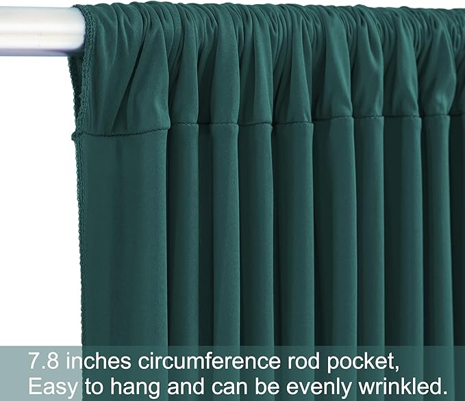 10x12 Hunter Green Backdrop Curtains for Wedding Party Wrinkle Free Backdrops Curtain Drapes Fabric Decorations Photo Back Drop Cloth for Baby Shower Photography Stage Reception 5ft x 12ft,2 Panels