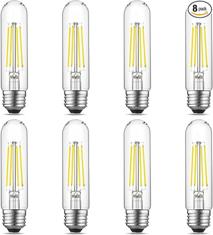 Gozelux 5 Inch Tubular LED Edison Bulb, Daylight 5000K LED 6W 750LM Dimmable Vintage Bulbs, 60 Watt Equivalent, E26 Base, T10 LED Bulb for Rustic Pendant, Island, Chandeliers, Wall Sconces, Pack of 8