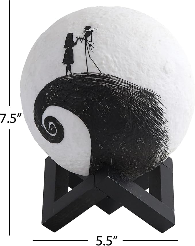 The Nightmare Before Christmas Spiral Hill LED Mood Light, Color Changing Decorative Lamp Featuring Jack Skellington,Battery Operated Tabletop Light