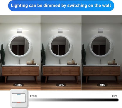 Combuh Modern Bathroom Vanity Light Fixtures Above Mirror Soft Shadow Free Lighting, 16 Inch 9W 3CCT Dimmable Small Space Sink Lamp Bars Restroom Wall LED Lámparas para Baños Sobre Espejo Chrome