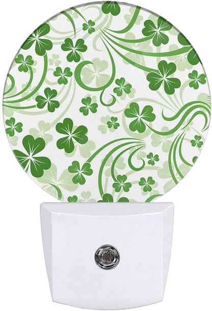 EKOBLA St. Patrick's Day Plug-in Night Light, Green Clover Shamrock Lucky Leaf LED Nightlight for All Ages