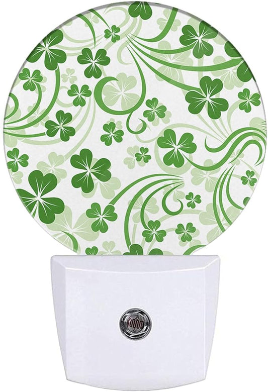 EKOBLA St. Patrick's Day Plug-in Night Light, Green Clover Shamrock Lucky Leaf LED Nightlight for All Ages