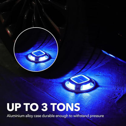 AGPTEK Solar Driveway Lights Outdoor 8 Pack, 2 Color Modes LED Deck Dock Marine Waterproof Security Marker Lights for Step Sidewalk Stair Garden Pathway Walkway Yard(Blue Light/Cool White)