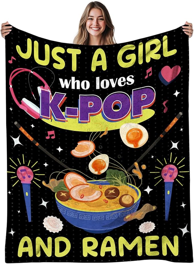 Kpop Blanket Gifts for Teens, Soft Flannel Ramen Blanket for Fans, Trendy Kpop Merch Gifts for Young Adults, Ideal Gifts for Teens and Young Adults,Gift for Chritsmas Thanksgiving 40x50in