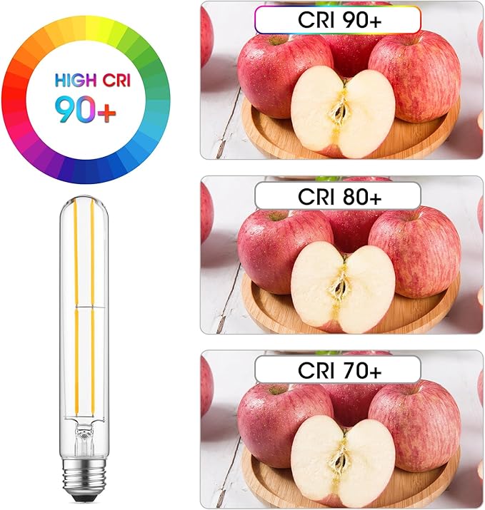Gozelux T10 LED Bulb 6W Equal E26 LED Bulb 60 Watt Dimmable Cool White 4000K E26 Edison Bulb AC120V 750lm Tubular Light Bulb T10 for Rustic Pendant, Island, Chandeliers, Wall Sconces, Pack of 6