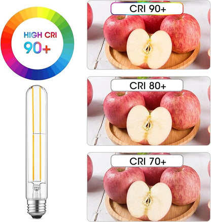 Gozelux T10 LED Bulb 6W Equal E26 LED Bulb 60 Watt Dimmable Cool White 4000K E26 Edison Bulb AC120V 750lm Tubular Light Bulb T10 for Rustic Pendant, Island, Chandeliers, Wall Sconces, Pack of 6