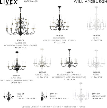 Livex Lighting 5006-03 Williamsburgh 6-Light Chandelier, White