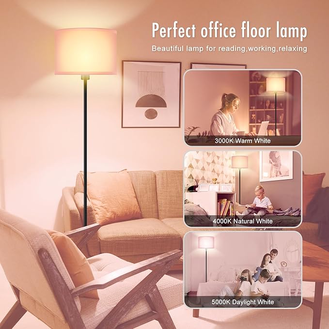 Floor Lamp Pink, Standing Lamp, Small Kids Floor Lamps with Lampshade, 59" Tall Lamps for Bedroom, Foot Switch, Simple Corner Pole Lamp for Living Room, Girls Room, Nursery, Office(NO Bulb, E26 Base)