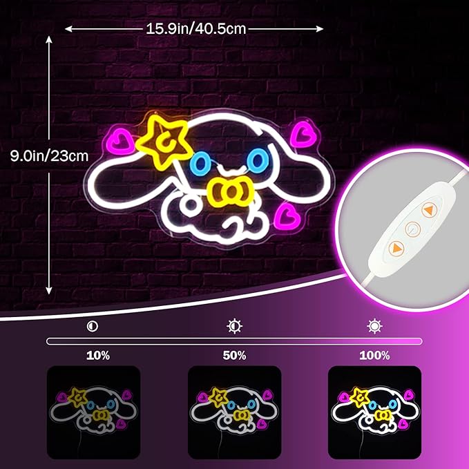 Anime Neon Sign Anime Neon LED Signs for Wall Decor Dimmable Neon Light Signs for Bedroom Girls Room Japanese Cartoon Neon Wall Signs Decor Cute Night Light Gifts for Kids