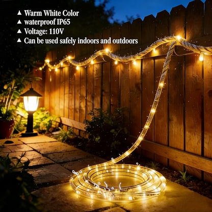 LED Rope Light, 20Ft LED Strip Lights Outdoor Waterproof Decorative Lighting for Indoor/Outdoor Decorations, Deck, Patio, Party and Bedroom Decorations (Wram White)