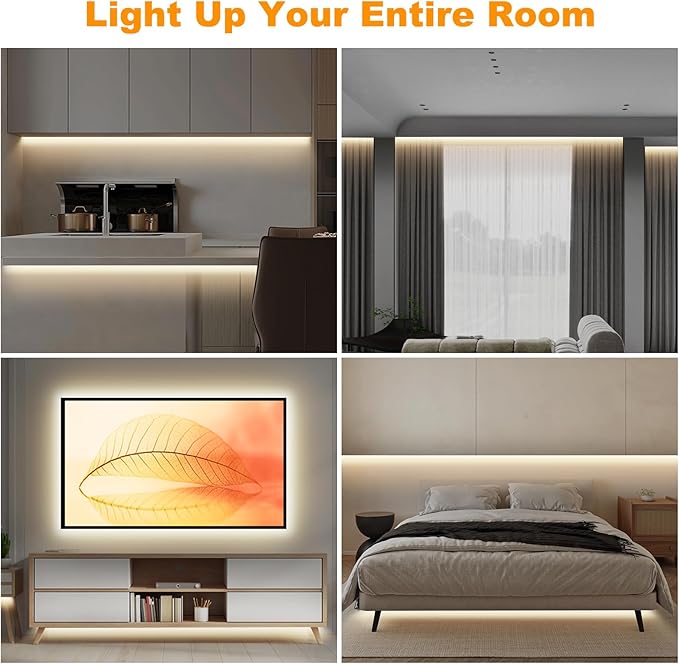 Tatazone Smart White COB Led Strip Light with App and Remote, 16.4ft 3000K Bright Warm White WiFi COB Light Strip Compatible with Alexa Google, Dimmable Indoor Led Lights for Mirror, Cabinet, Kitchen