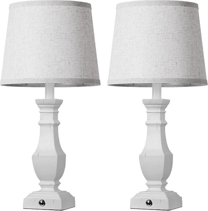 ROTTOGOON Dimmable Table Lamps Set of 2, Rustic Farmhouse Table Lamps for Living Room Bedroom, Bedside Desk Lamps for end Tables, Touch Lamps for nightstand, 9W Bulbs Included, 22", White