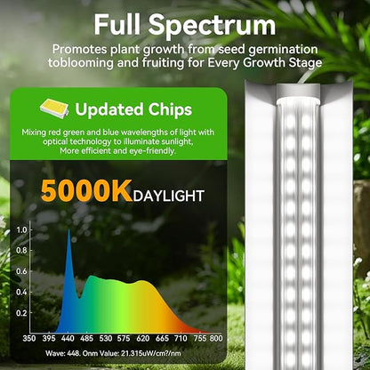 3FT Grow Lights for Indoor Plants,T8 5000K Full Spectrum Plant Light,192W(6 x 32W), LED Grow Light Strips with Timer, Aluminum Reflector, Linkable,Plant Growing Lamp Fixture for Greenhouse Indoor 6pcs