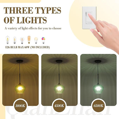 Green Glass Pendant Light, 7 Inch Vintage Pendant Lighting Small Green Hanging Lights for Kitchen Island Dining Room Restaurant Sink Foyer Entryway