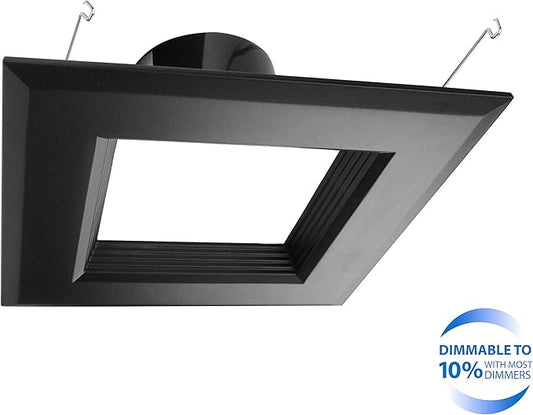 NICOR Lighting 6 inch Black Square LED Recessed Downlight in 3000K (DQR6-10-120-3K-BK-BF)