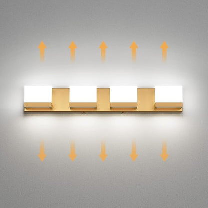 Tipace Gold Vanity Lights for Bathroom Modern LED 4 Lights Bathroom Vanity Lights Up and Down Wall Light Fixtures 6000K