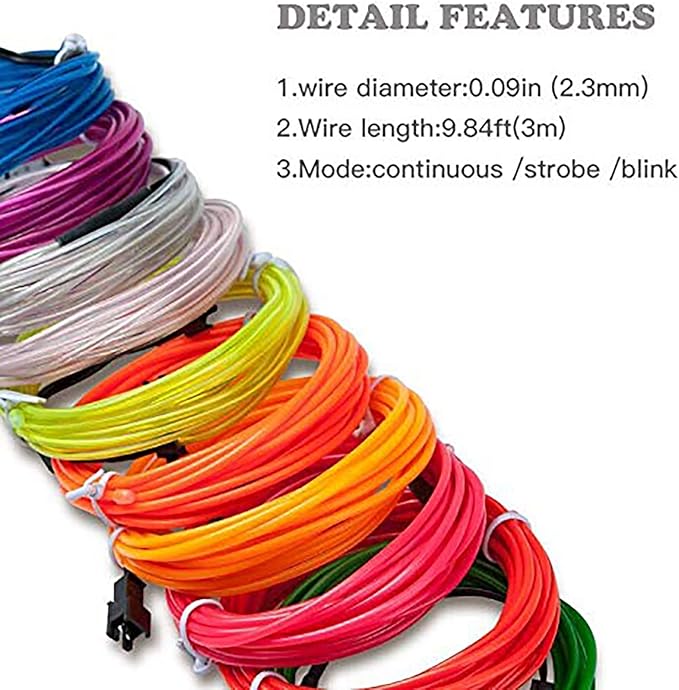 lychee 15ft EL Wire Neon Glowing Strobing Electroluminescent Light El Wire w/Battery Pack for Parties, Halloween Decoration (Jade Green)