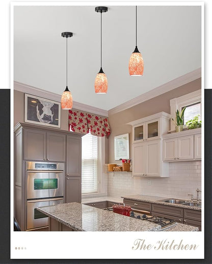 ANYLOVE Vintage Art Burgundy Pendant Lighting,1-Pack Hand Glass Hanging Light Fixture,Adjustable Cord for Kitchen,Hallway,Dining Room