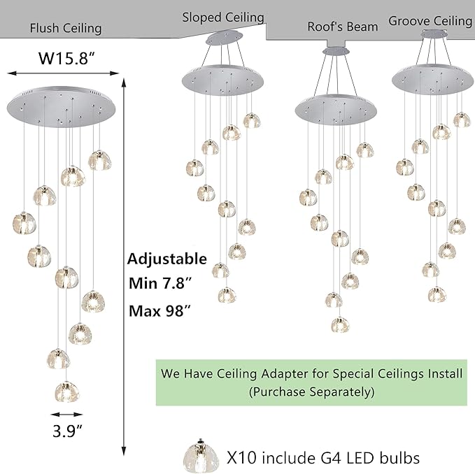 HAIXIANG Modern Chandeliers for Dining Room Adjust High Ceiling Chandelier Light Fixtures Entrance LED Dimmable Ceiling Pendant Drops Light Remote Lights for Living Room Stairwell 2700K 6000K