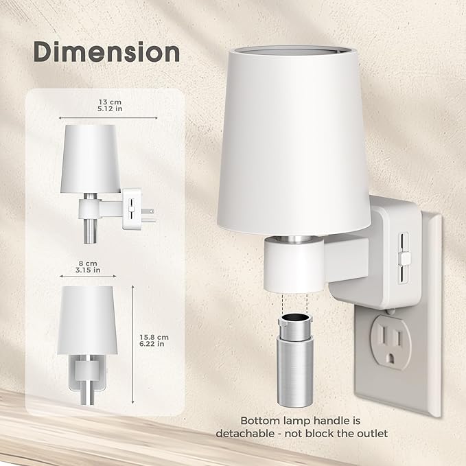 Briignite Night Light, Dimmable Night Lights Plug into Wall, Dusk to Dawn Sensor, Soft White 3000K, 0-100LM, Plug in NightLight, Vintage Night Light Compact for Hallway Bedroom Stairway
