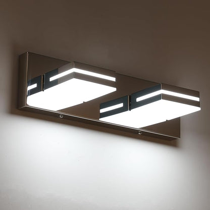 SineRise LED Modern Bathroom Vanity Light Fixtures (2-Light, 15.5-Inch), Chrome Modern Acrylic Bathroom Wall Lighting Fixtures Over Mirror (Cool White 6000K)