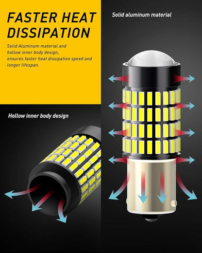 AUXITO 1156 LED Bulb for Reverse Lights, Super Bright White 1141 1073 7506 LED Bulbs with Projector for Reverse Lights Tail Brake Signal Back Up Parking Marker DRL License Plate Lights, 6000K White