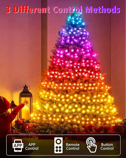 echosari Fairy Lights Plug in, 10Ft 120 LED Cluster Lights with Remote APP Control, Color Changing Firecracker String Lights with Timer Music & Mic Sync for Christmas Holiday Party Decor