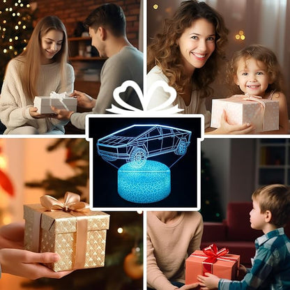 3D Cybertruck Car Night Light Gifts for Kids,16 Color Change Decor Bedside Lamp with Remote and Smart Touch, Gifts for Christmas Birthday Boys Girls