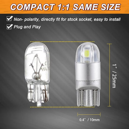Auxbeam 194 LED Bulbs White, Super Bright 168 T10 W5W 2825 Light Bulbs 6000K 3030 Chips Replacement Bulb for License Plate Lights, Dome Map Light, Courtesy Light Bulbs 10 Pack
