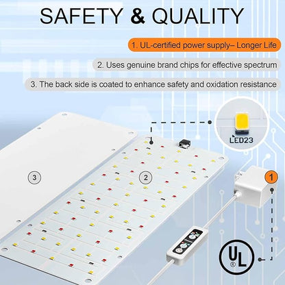 Panel Grow Light for Indoor Plants, 20W Ultra-Thin Full Spectrum LED Grow Light for Shelf & Cabinet, Dimmable with 6/12/16H Timer, Daylight White, 1-Pack