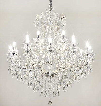 Large Luxurious Crystal Chandeliers Transparent 19 Lights,Modern K9 Crystal Chandelier Light Fixture for Living Room, Kitchen, Dinning Room, Foyer stairwell (19 Lights 2-Tier)