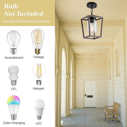 SGLfarmty Pendant Lights for Kitchen Island, 7 Inch Farmhouse Lantern Hanging Light with Clear Glass Shade, Adjustable Height Ceiling Light Fixture Fits Sloped Ceiling for Dining Room Bar Entryway
