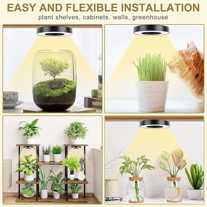 Banax LED Grow Light for Indoor Plants 144 LEDs, Tri-Head Ring Design, 5V/2A 10 Brightness Levels, 3/9/12H Timer, Ideal for Herbs, Succulents & Seedlings（Black）