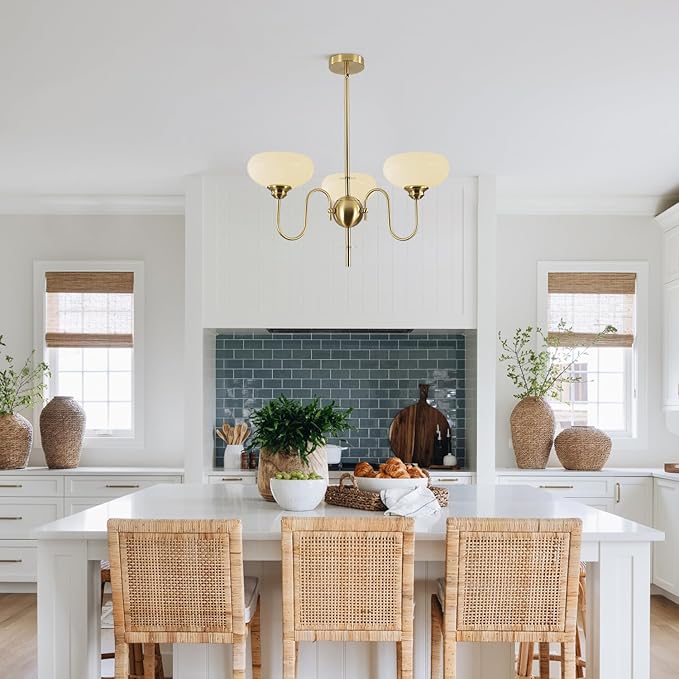 BOKT Gold and White French Chandelier Modern 3 Light Dining Room Chandelier Over Table Vintage Foyer Chandeliers Adjustable
